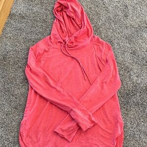 Athleta untempo Vibrant coral Hooded Top size Med EUC